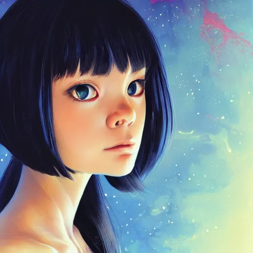 Image similar to A space realistic cat with big and cute eyes, fine-face, realistic shaded perfect face, fine details. realistic shaded lighting poster by Ilya Kuvshinov katsuhiro otomo ghost-in-the-shell, magali villeneuve, artgerm, Jeremy Lipkin and Michael Garmash, Rob Rey and Kentarõ Miura style, trending on art station