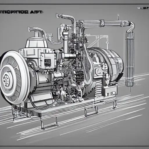 Image similar to highly detailed, electrical one line schematic, 2 mw diesel generator, concept art, character art, studio lightning, bright colors, intricate, masterpiece, photorealistic, hyperrealistic, sharp focus, high contrast, artstation hq, deviantart trending, 4 k uhd, unreal engine 5
