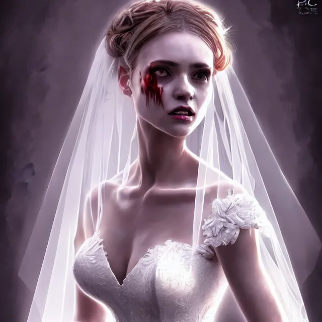 Prompt: epic professional digital art bridal gown portrait of🧟‍♀️👰‍♀️🥰,best on artstation, cgsociety, wlop, Behance, pixiv, astonishing, impressive, outstanding, epic, cinematic, stunning, gorgeous, concept artwork, much detail, much wow, masterpiece.