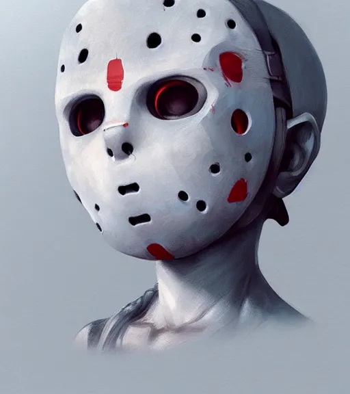 Image similar to beautiful little boy anime character inspired by jason voorhees, art by rossdraws, wlop, ilya kuvshinov, artgem lau, sakimichan and makoto shinkai, concept art, anatomically correct, extremely coherent, realistic, mask, smooth hd