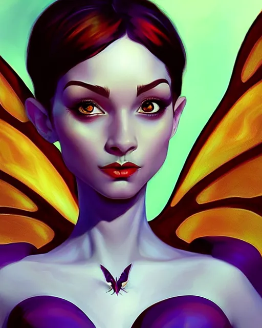 Image similar to 3 / 4 portrait of a beautiful powerful pixie with wings, digital painting, artstation, concept art, smooth, sharp focus, illustration, art by disney, symmetry face, fine details. art by alex ross, brittney lee