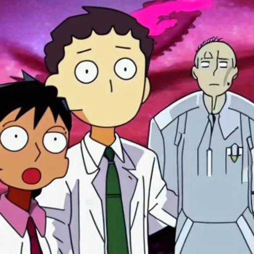 Image similar to Shinji Ikari meets rick and morty in new series crossover