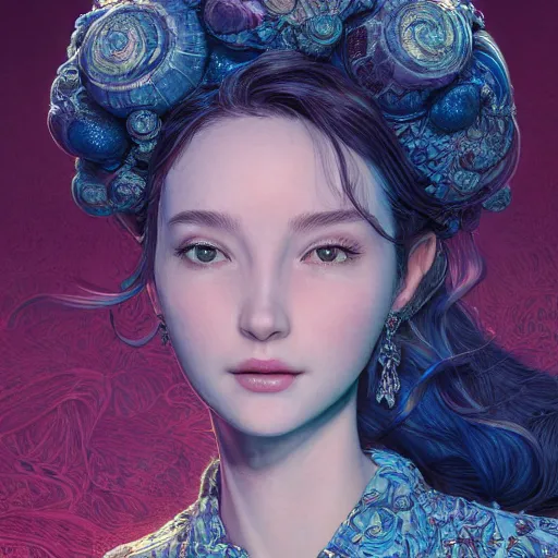 Image similar to the portrait of a blueberry that resembles an absurdly beautiful, graceful, elegant, sophisticated irene girl, an ultrafine hyperdetailed illustration by kim jung gi, irakli nadar, intricate linework, bright colors, octopath traveler, final fantasy, unreal engine 5 highly rendered, global illumination, radiant light, detailed and intricate environment