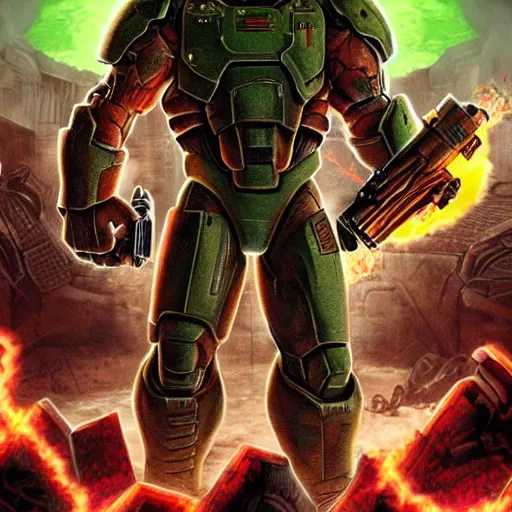 Image similar to doomguy from doom eternal