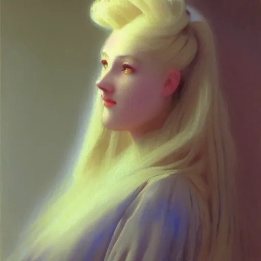 Prompt: young woman's face, her hair is white and she wears a cobalt blue satin cloak, by ivan aivazovsky and syd mead and moebius and gaston bussiere and roger dean and odd nerdrum and pieter claesz and paul delaroche and alma tadema and aelbert cuyp, hyperrealistic, volumetric light, octane render