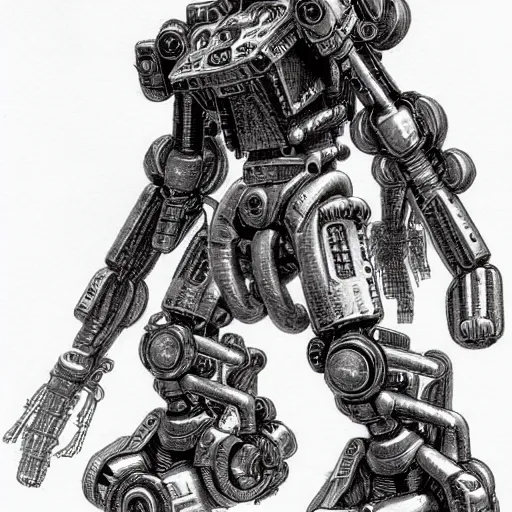 Prompt: humanoid mech by Kentaro Miura