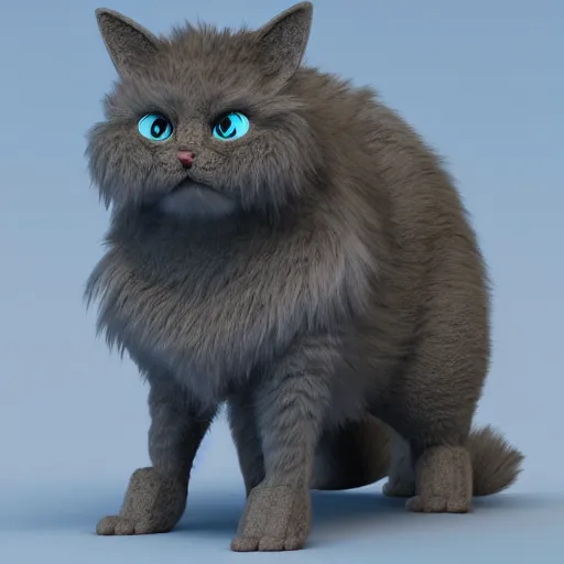 Prompt: fluffy alien cat rabbit hybrid creature character concept 3 d render with detailed fur 4 k