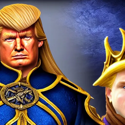 Prompt: donald trump as king anduin in world of warcraft