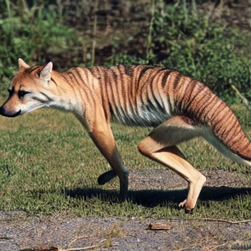 Image similar to a thylacine roaming through suburbs of united states