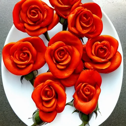 Image similar to roses made out of hot sauce