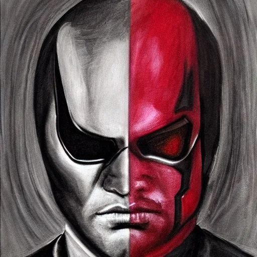 Image similar to detailed portrait of daredevil, symmetrical face, painting by greg ruthowski