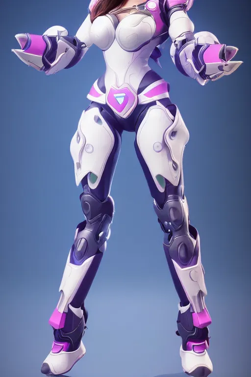 Prompt: D.va from League of Legends, photorealistic full body, studio lighting, white ambient background, highly detailed