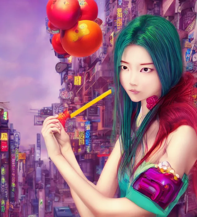 Prompt: taoist photo vibrant color 3 d rendering of a beautiful girl epic photorealistic portrait in ito junji miyazaki toriyama ishikawa ken disney pinup cyberpunk style detailed trending award winning