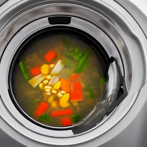 Image similar to soup inside of a washing machine, photography, realistic