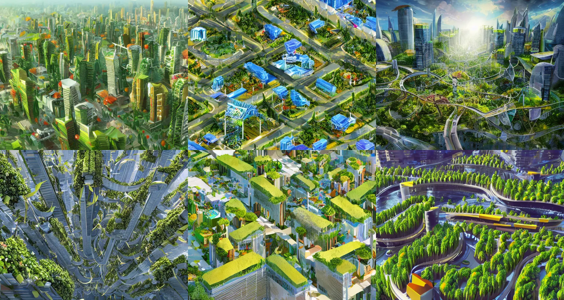 stabilityai/stable-diffusion · A solarpunk city, light, HD, pure, sharp  focus, nature, forest, city, utopian, 16:9