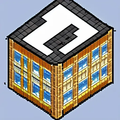 Image similar to a building with a lot of windows on top of it, pixel art by kagaku murakami, behance contest winner, neogeo, anime aesthetic, # pixelart, isometric