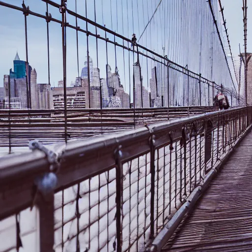 Image similar to photo of giant lizard on the Brooklyn Bridge, 50mm, beautiful photo