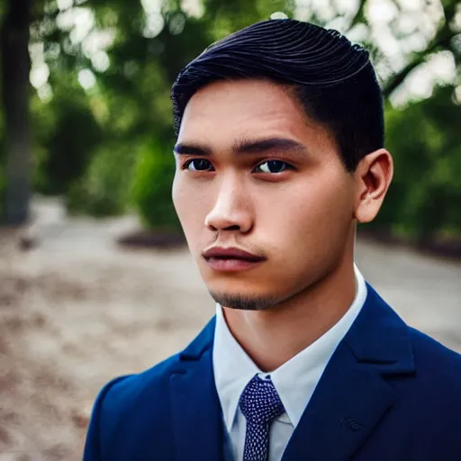 Prompt: outdoor portrait of a young man whose face looks exactly like jose rizal, 3 0 years old wearing modern clothes, photo taken in 2 0 2 0, detailed, award winning photography