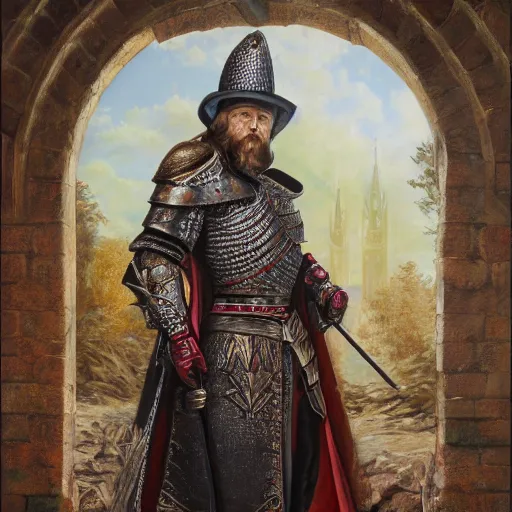 Prompt: lord British from Ultima oil on canvas, intricate, portrait, 8k highly professionally detailed, HDR