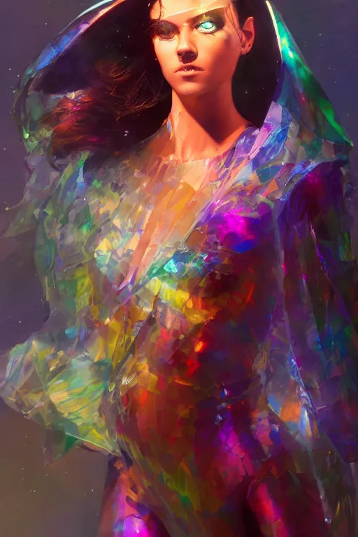 Image similar to portrait of the dome diceling dancer wearing iridescent hall cape by artgerm and Craig Mullins, James Jean, Andrey Ryabovichev, Mark Simonetti and Peter Morbacher 16k
