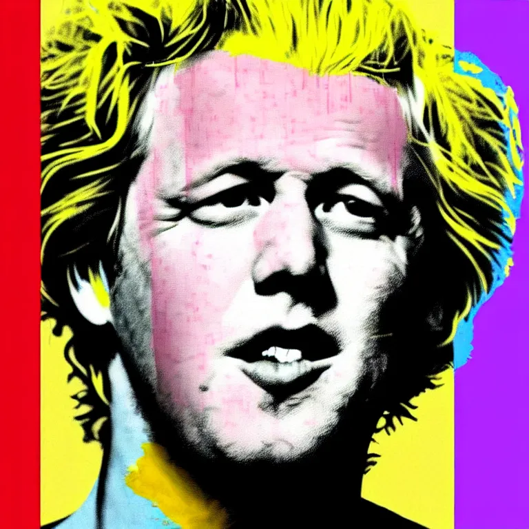 Image similar to epic professional digital painting of boris johnson with messy hair, repeated pattern in marilyn diptych by andy warhol, epic, stunning, gorgeous, much wow, masterpiece.