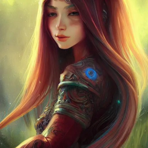 Image similar to a painting of a women with long hair, a detailed painting by ross tran, featured on cgsociety, fantasy art, detailed painting, deviantart, deviantart hd