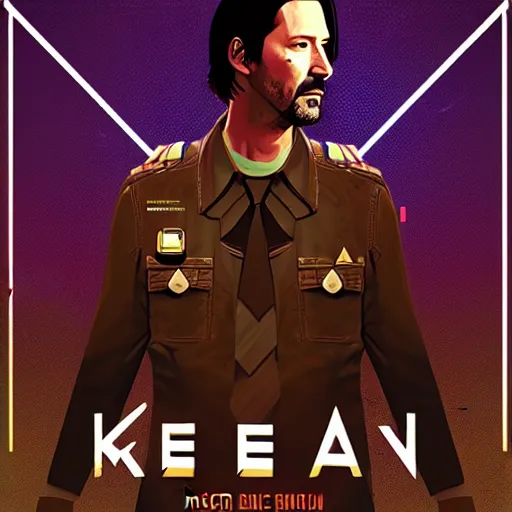 Image similar to keanu reevez in disco elysium, game poster, digital art, by aleksander rostov, disco elysium style, garain, glitch