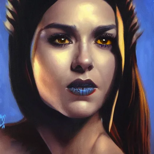 Image similar to ultra realistic portrait painting of nina dobrev as a cat burglar, art by frank frazetta, 4 k, ultra realistic, highly detailed, epic lighting.