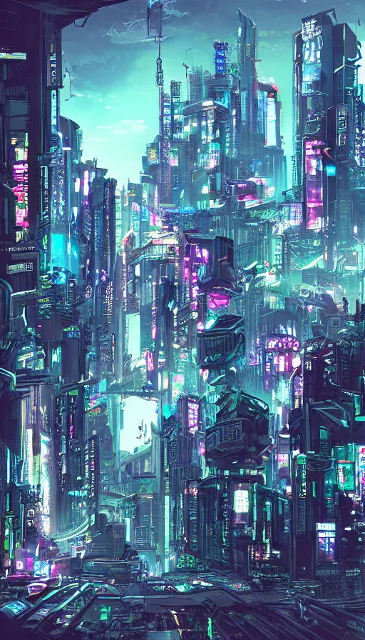 Image similar to a cyberpunk cityscape