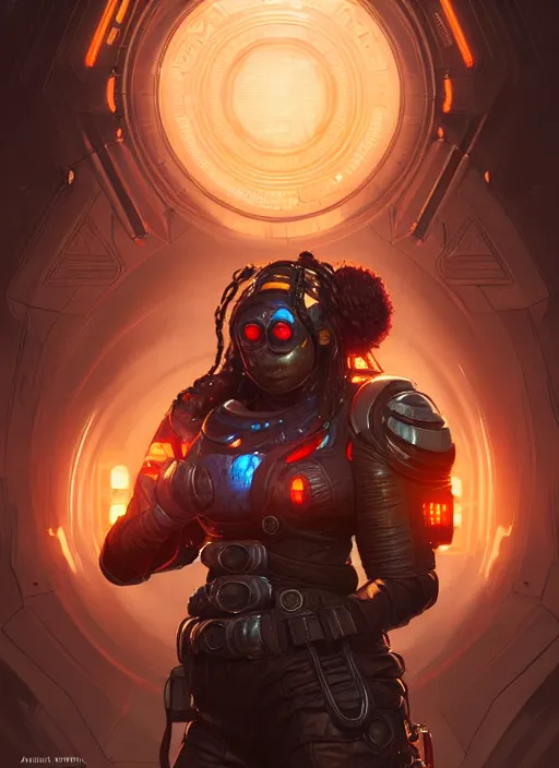 Image similar to portrait of apex legends juggernaut, intricate, elegant, glowing lights, highly detailed, digital painting, artstation, glamor pose, concept art, smooth, sharp focus, illustration, art by artgerm and greg rutkowski, artey freytag