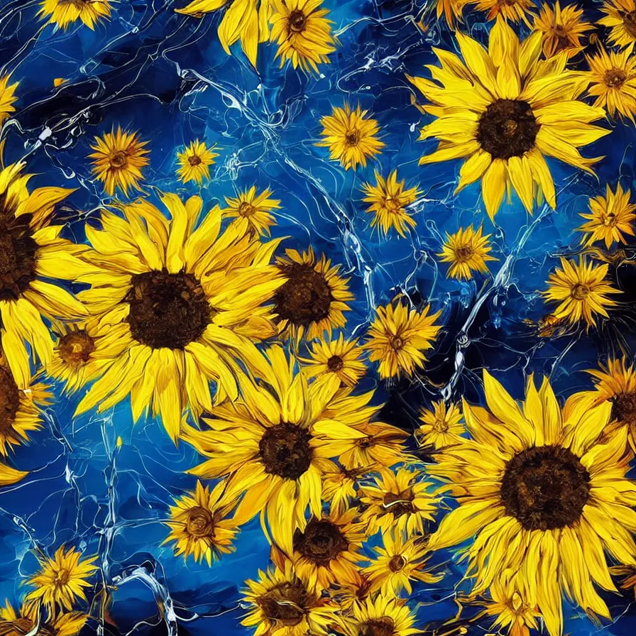 Prompt: Helianthus wallpaper, Fluid electricity, Nielly