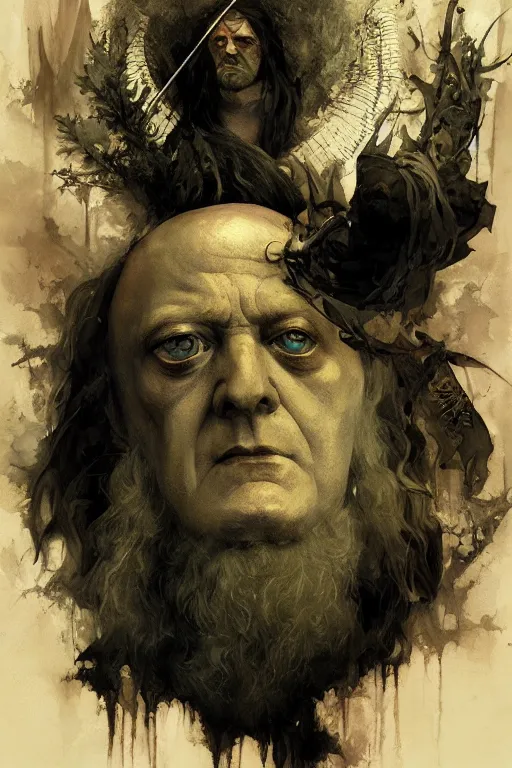 Prompt: aleister crowley, sorcerer, lord of the rings, tattoo, decorated ornaments by carl spitzweg, ismail inceoglu, vdragan bibin, hans thoma, greg rutkowski, alexandros pyromallis, perfect face, fine details, realistic shaded