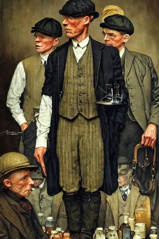 Prompt: peaky blinders painted by norman rockwell