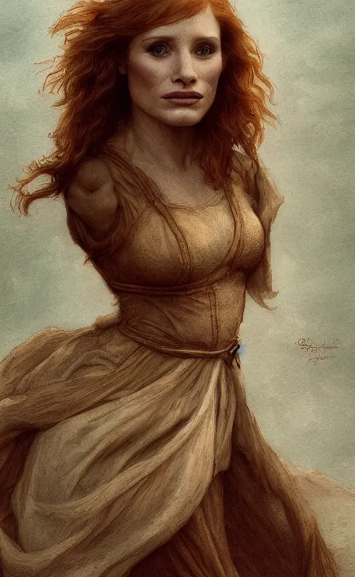 Image similar to bryce dallas howard, jessica chastain, traditional corsican, intricate, highly detailed, artstation, illustration, jurgens, rutkowski, bouguereau, pastoral, rustic, georgic