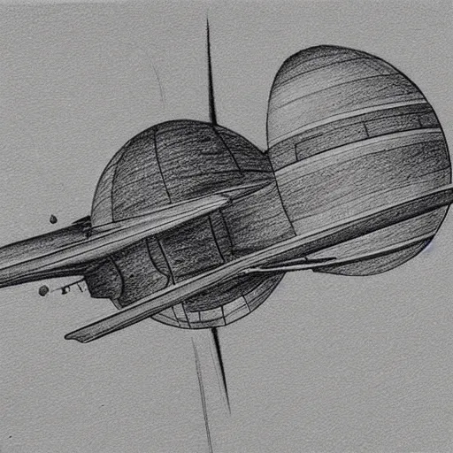 Image similar to voyager space craft realistic, pencil sketch