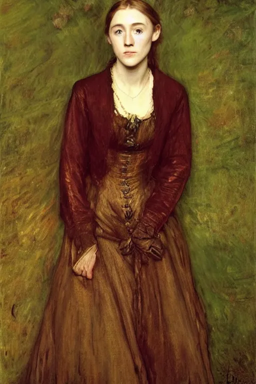 Prompt: a true-to-life portrait of Saoirse Ronan painted by John Everett Millais, real-life accurate, Saoirse Ronan