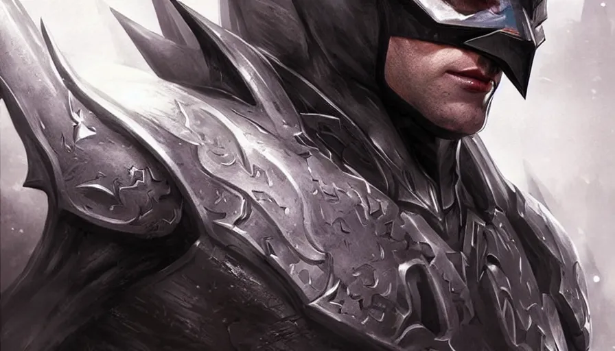 Image similar to Batman in the aesthetic of Elden ring, wearing armor, photorealistic, artgerm, WLOP, Ross Tran