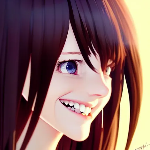 Prompt: youth kim beckinsale laughing softly, occlusion shadow, specular reflection, rim light, unreal engine, range murata, artstation, pinterest, art by hiroaki samura and ilya kuvshinov and rossdraws, intricate, highly detailed 8 k, art deco illustration, realistic, extremely beautiful shape of face, neck, shoulders eyes