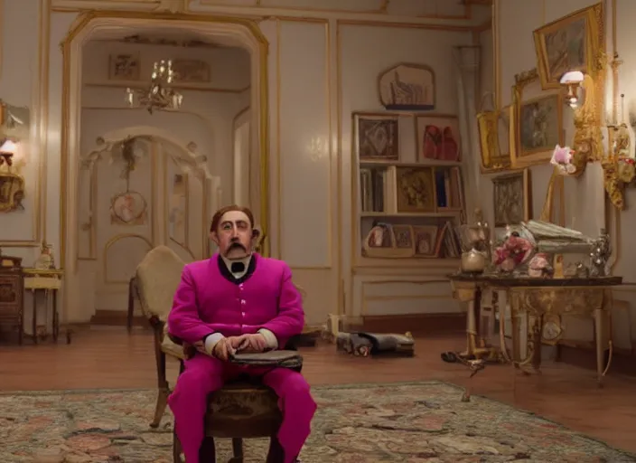 Prompt: a film still of a pompous dwarf in the grand budapest hotel ( 2 0 1 4 ) )