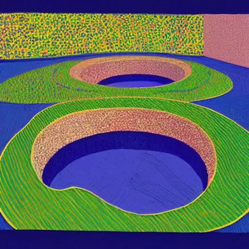 Prompt: a circular portal structure made from crystals in a fantasy city, beautiful curves, golden ratio, artwork by david hockney