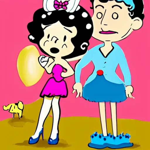 Prompt: betty boop and her lovable cow
