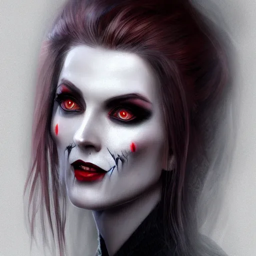 Image similar to the vampire woman portrait, fantasy art, concept art, photorealistic, highly detailed,