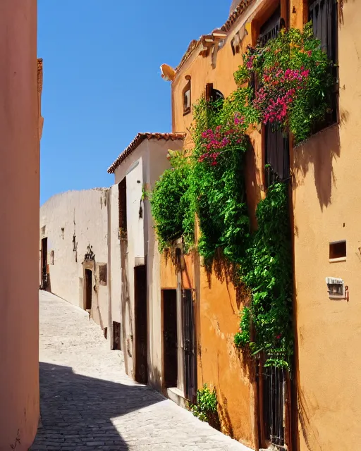 Prompt: backstreet, mediterranean architecture