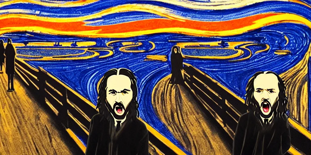 Image similar to john snow in the the scream painting