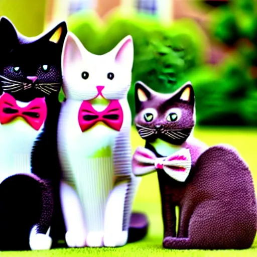 Prompt: cute cat family wearing bowties