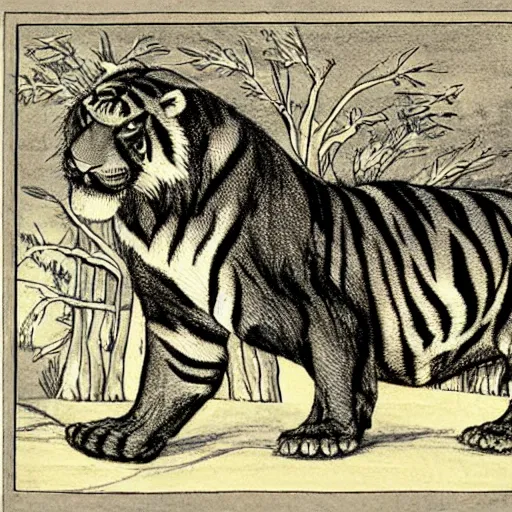 Prompt: sabertooth tiger with large tusks drawn like a BAYC NFT, illustrated style