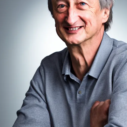 Image similar to portrait photo still of geoffrey hinton, 8 k, studio lighting, key light, 8 5 mm f 1. 8