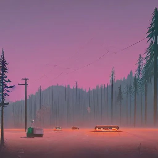 Image similar to painting by simon stalenhag