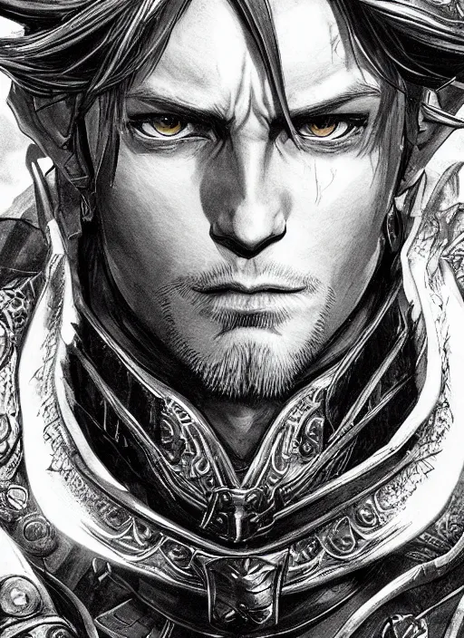 Image similar to close up portrait of anduin wrynn, powerful, domineering, stoic, masterful, intense, ultrafine hyperdetailed illustration by kim jung gi, irakli nadar, intricate linework, sharp focus, octopath traveler, yoji shinkawa, highly rendered, detailed, concept art