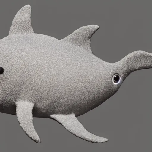Image similar to a happy dolphin, plush doll, 8k